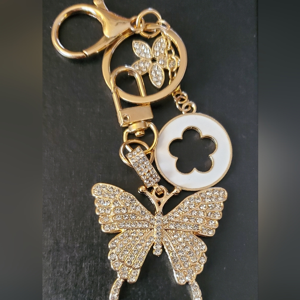 Clover Keyring and Butterfly Bag Charm